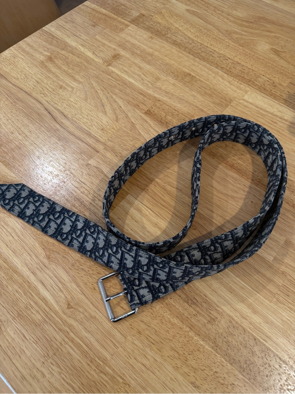 Dior Monogram Fabric Belt in Navy and Beige